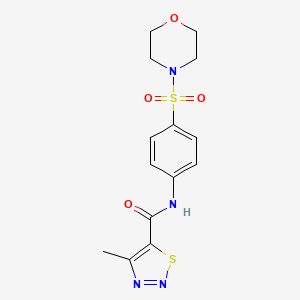 molecular formula C14H16N4O4S2 B2782517 4-methyl-N-[4-(morpholin-4-ylsulfonyl)phenyl]-1,2,3-thiadiazole-5-carboxamide CAS No. 881444-99-1