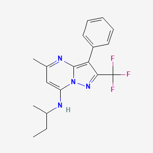 molecular formula C18H19F3N4 B2782531 N-(butan-2-yl)-5-methyl-3-phenyl-2-(trifluoromethyl)pyrazolo[1,5-a]pyrimidin-7-amine CAS No. 890637-66-8