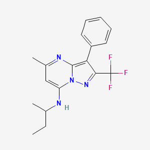 molecular formula C18H19F3N4 B2782531 N-(丁-2-基)-5-甲基-3-苯基-2-(三氟甲基)吡唑并[1,5-a]嘧啶-7-胺 CAS No. 890637-66-8