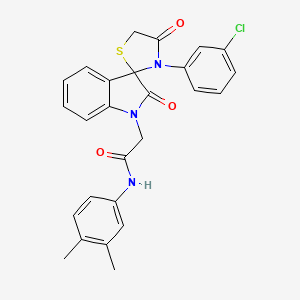molecular formula C26H22ClN3O3S B2782532 2-(3'-(3-chlorophenyl)-2,4'-dioxospiro[indoline-3,2'-thiazolidin]-1-yl)-N-(3,4-dimethylphenyl)acetamide CAS No. 894556-13-9