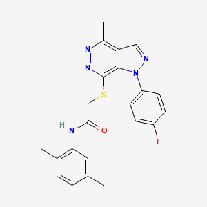 molecular formula C22H20FN5OS B2782534 N-(2,5-二甲基苯基)-2-((1-(4-氟苯基)-4-甲基-1H-吡唑并[3,4-d]吡啪嗪-7-基)硫)乙酰胺 CAS No. 1105202-40-1