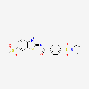 molecular formula C20H21N3O5S3 B2782542 (Z)-N-(3-methyl-6-(methylsulfonyl)benzo[d]thiazol-2(3H)-ylidene)-4-(pyrrolidin-1-ylsulfonyl)benzamide CAS No. 683237-70-9