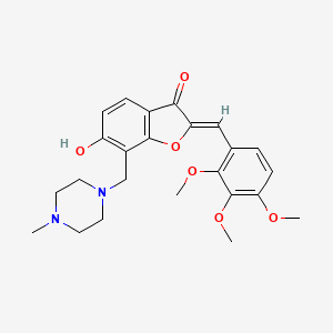 molecular formula C24H28N2O6 B2782544 (Z)-6-hydroxy-7-((4-methylpiperazin-1-yl)methyl)-2-(2,3,4-trimethoxybenzylidene)benzofuran-3(2H)-one CAS No. 859662-39-8