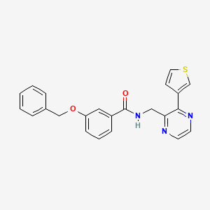 molecular formula C23H19N3O2S B2782549 3-(benzyloxy)-N-((3-(thiophen-3-yl)pyrazin-2-yl)methyl)benzamide CAS No. 2034425-05-1