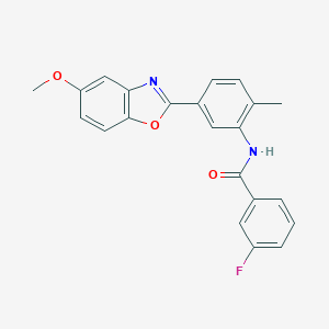 3-fluoro-N-[5-(5-methoxy-1,3-benzoxazol-2-yl)-2-methylphenyl]benzamide