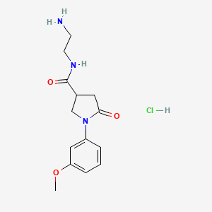 molecular formula C14H20ClN3O3 B2782551 N-(2-aminoethyl)-1-(3-methoxyphenyl)-5-oxopyrrolidine-3-carboxamide hydrochloride CAS No. 1172408-72-8