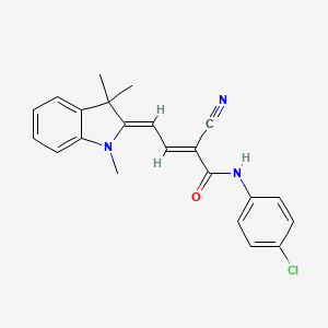 molecular formula C22H20ClN3O B2782575 (E,4Z)-N-(4-chlorophenyl)-2-cyano-4-(1,3,3-trimethylindol-2-ylidene)but-2-enamide CAS No. 1164490-80-5