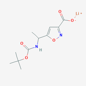 molecular formula C11H15LiN2O5 B2782585 Lithium(1+) ion 5-(1-{[(tert-butoxy)carbonyl]amino}ethyl)-1,2-oxazole-3-carboxylate CAS No. 2228163-33-3