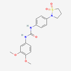 molecular formula C18H21N3O5S B2782589 1-(3,4-Dimethoxyphenyl)-3-(4-(1,1-dioxidoisothiazolidin-2-yl)phenyl)urea CAS No. 1202985-23-6
