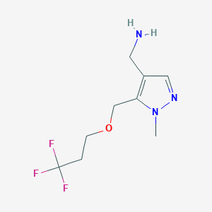 molecular formula C9H14F3N3O B2782590 [1-Methyl-5-(3,3,3-trifluoropropoxymethyl)pyrazol-4-yl]methanamine CAS No. 1883717-85-8