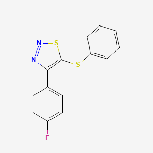 molecular formula C14H9FN2S2 B2782593 4-(4-Fluorophenyl)-5-(phenylsulfanyl)-1,2,3-thiadiazole CAS No. 338408-53-0