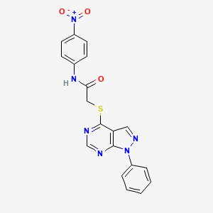 molecular formula C19H14N6O3S B2782594 N-(4-nitrophenyl)-2-(1-phenylpyrazolo[3,4-d]pyrimidin-4-yl)sulfanylacetamide CAS No. 893931-30-1