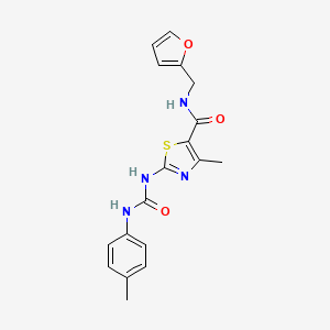 molecular formula C18H18N4O3S B2782595 N-(呋喃-2-基甲基)-4-甲基-2-(3-(对甲苯基)脲基)噻唑-5-甲酰胺 CAS No. 941975-17-3