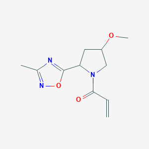 molecular formula C11H15N3O3 B2782596 1-[4-Methoxy-2-(3-methyl-1,2,4-oxadiazol-5-yl)pyrrolidin-1-yl]prop-2-en-1-one CAS No. 2174619-57-7