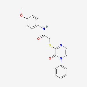 molecular formula C19H17N3O3S B2782600 N-(4-methoxyphenyl)-2-[(3-oxo-4-phenyl-3,4-dihydropyrazin-2-yl)thio]acetamide CAS No. 895102-88-2