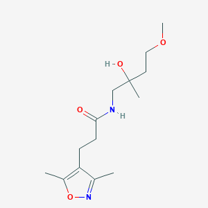 molecular formula C14H24N2O4 B2782602 3-(3,5-Dimethyl-1,2-oxazol-4-yl)-N-(2-hydroxy-4-methoxy-2-methylbutyl)propanamide CAS No. 1916076-45-3