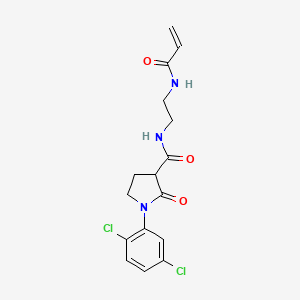 molecular formula C16H17Cl2N3O3 B2782604 1-(2,5-Dichlorophenyl)-2-oxo-N-[2-(prop-2-enoylamino)ethyl]pyrrolidine-3-carboxamide CAS No. 2198689-72-2