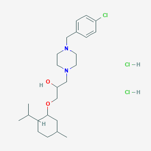 molecular formula C24H41Cl3N2O2 B2782606 1-(4-(4-Chlorobenzyl)piperazin-1-yl)-3-((2-isopropyl-5-methylcyclohexyl)oxy)propan-2-ol dihydrochloride CAS No. 1217693-48-5