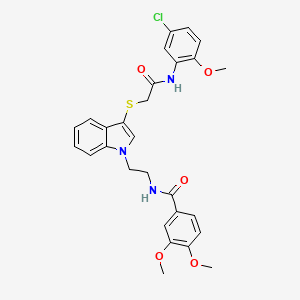 molecular formula C28H28ClN3O5S B2782613 N-(2-(3-((2-((5-chloro-2-methoxyphenyl)amino)-2-oxoethyl)thio)-1H-indol-1-yl)ethyl)-3,4-dimethoxybenzamide CAS No. 851715-42-9