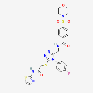 molecular formula C25H24FN7O5S3 B2782618 N-((4-(4-fluorophenyl)-5-((2-oxo-2-(thiazol-2-ylamino)ethyl)thio)-4H-1,2,4-triazol-3-yl)methyl)-4-(morpholinosulfonyl)benzamide CAS No. 310427-56-6