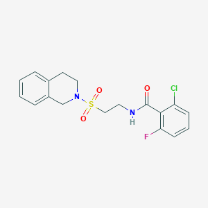 molecular formula C18H18ClFN2O3S B2782619 2-chloro-N-(2-((3,4-dihydroisoquinolin-2(1H)-yl)sulfonyl)ethyl)-6-fluorobenzamide CAS No. 922036-29-1