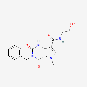 molecular formula C18H20N4O4 B2782623 3-benzyl-N-(2-methoxyethyl)-5-methyl-2,4-dioxo-2,3,4,5-tetrahydro-1H-pyrrolo[3,2-d]pyrimidine-7-carboxamide CAS No. 921807-62-7
