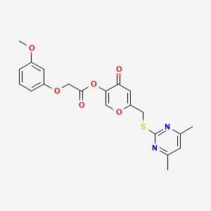molecular formula C21H20N2O6S B2782624 6-(((4,6-二甲基嘧啶-2-基)硫)甲基)-4-氧代-4H-吡喃-3-基 2-(3-甲氧基苯氧基)乙酸酯 CAS No. 877637-13-3