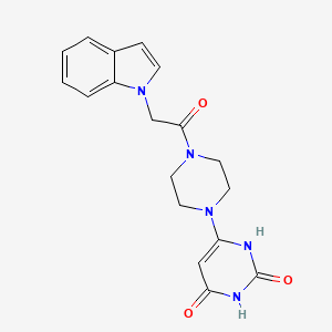 molecular formula C18H19N5O3 B2782640 6-[4-(2-Indol-1-ylacetyl)piperazin-1-yl]-1H-pyrimidine-2,4-dione CAS No. 2320888-81-9
