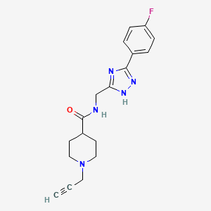 molecular formula C18H20FN5O B2782650 N-{[3-(4-fluorophenyl)-1H-1,2,4-triazol-5-yl]methyl}-1-(prop-2-yn-1-yl)piperidine-4-carboxamide CAS No. 1355886-33-7