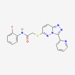 molecular formula C18H13FN6OS B2782657 N-(2-fluorophenyl)-2-((3-(pyridin-2-yl)-[1,2,4]triazolo[4,3-b]pyridazin-6-yl)thio)acetamide CAS No. 868967-39-9