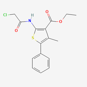 molecular formula C16H16ClNO3S B2782663 Ethyl 2-[(chloroacetyl)amino]-4-methyl-5-phenylthiophene-3-carboxylate CAS No. 731820-85-2