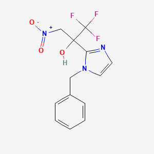 molecular formula C13H12F3N3O3 B2782670 2-(1-benzyl-1H-imidazol-2-yl)-1,1,1-trifluoro-3-nitropropan-2-ol CAS No. 1197608-80-2