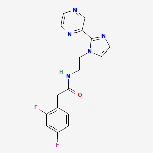 molecular formula C17H15F2N5O B2782672 2-(2,4-difluorophenyl)-N-(2-(2-(pyrazin-2-yl)-1H-imidazol-1-yl)ethyl)acetamide CAS No. 2034633-78-6