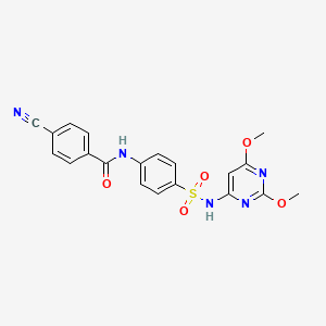 molecular formula C20H17N5O5S B2782673 4-cyano-N-(4-(N-(2,6-dimethoxypyrimidin-4-yl)sulfamoyl)phenyl)benzamide CAS No. 307514-16-5