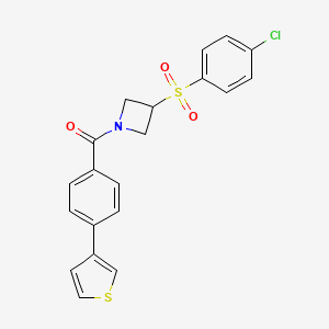molecular formula C20H16ClNO3S2 B2782681 (3-((4-Chlorophenyl)sulfonyl)azetidin-1-yl)(4-(thiophen-3-yl)phenyl)methanone CAS No. 1448073-94-6