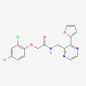 molecular formula C17H13Cl2N3O3 B2782683 2-(2,4-dichlorophenoxy)-N-((3-(furan-2-yl)pyrazin-2-yl)methyl)acetamide CAS No. 2034300-90-6
