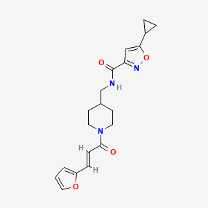 molecular formula C20H23N3O4 B2782692 (E)-5-cyclopropyl-N-((1-(3-(furan-2-yl)acryloyl)piperidin-4-yl)methyl)isoxazole-3-carboxamide CAS No. 1396892-83-3