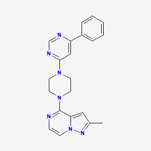molecular formula C21H21N7 B2782703 2-Methyl-4-[4-(6-phenylpyrimidin-4-yl)piperazin-1-yl]pyrazolo[1,5-a]pyrazine CAS No. 2380194-13-6