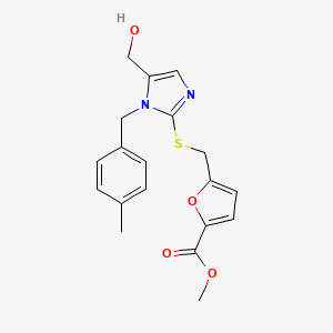 molecular formula C19H20N2O4S B2782707 methyl 5-(((5-(hydroxymethyl)-1-(4-methylbenzyl)-1H-imidazol-2-yl)thio)methyl)furan-2-carboxylate CAS No. 899955-77-2