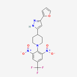 molecular formula C19H16F3N5O5 B2782718 1-[2,6-dinitro-4-(trifluoromethyl)phenyl]-4-[5-(2-furyl)-1H-pyrazol-3-yl]piperidine CAS No. 1024592-82-2