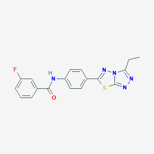 molecular formula C18H14FN5OS B278272 N-[4-(3-ethyl[1,2,4]triazolo[3,4-b][1,3,4]thiadiazol-6-yl)phenyl]-3-fluorobenzamide 