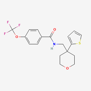 molecular formula C18H18F3NO3S B2782720 N-((4-(噻吩-2-基)四氢-2H-吡喃-4-基)甲基)-4-(三氟甲氧基)苯甲酰胺 CAS No. 1396812-10-4