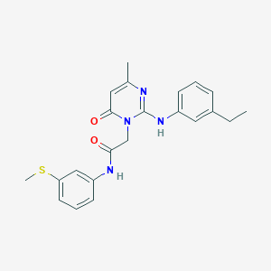 molecular formula C22H24N4O2S B2782721 2-(2-((3-ethylphenyl)amino)-4-methyl-6-oxopyrimidin-1(6H)-yl)-N-(3-(methylthio)phenyl)acetamide CAS No. 1421481-62-0
