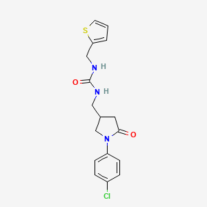 molecular formula C17H18ClN3O2S B2782723 1-((1-(4-Chlorophenyl)-5-oxopyrrolidin-3-yl)methyl)-3-(thiophen-2-ylmethyl)urea CAS No. 954697-51-9