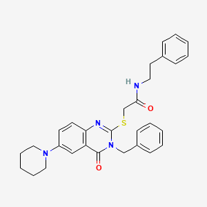 molecular formula C30H32N4O2S B2782726 2-((3-benzyl-4-oxo-6-(piperidin-1-yl)-3,4-dihydroquinazolin-2-yl)thio)-N-phenethylacetamide CAS No. 689228-63-5