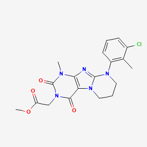 molecular formula C19H20ClN5O4 B2782727 methyl 2-[9-(3-chloro-2-methylphenyl)-1-methyl-2,4-dioxo-7,8-dihydro-6H-purino[7,8-a]pyrimidin-3-yl]acetate CAS No. 876900-31-1