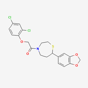 molecular formula C20H19Cl2NO4S B2782733 1-(7-(Benzo[d][1,3]dioxol-5-yl)-1,4-thiazepan-4-yl)-2-(2,4-dichlorophenoxy)ethanone CAS No. 1705505-13-0