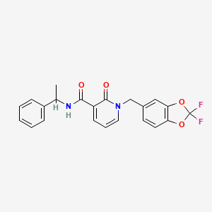 molecular formula C22H18F2N2O4 B2782735 1-[(2,2-二氟-1,3-苯并二噁烷-5-基)甲基]-2-氧代-N-(1-苯乙基)吡啶-3-甲酰胺 CAS No. 400083-12-7