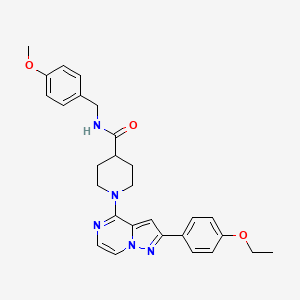 molecular formula C28H31N5O3 B2782736 1-(2-(4-乙氧苯基)吡唑并[1,5-a]吡嗪-4-基)-N-(4-甲氧基苯基甲基)哌啶-4-甲酰胺 CAS No. 950474-17-6