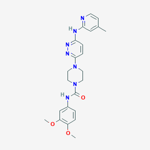 molecular formula C23H27N7O3 B2782739 N-(3,4-dimethoxyphenyl)-4-(6-((4-methylpyridin-2-yl)amino)pyridazin-3-yl)piperazine-1-carboxamide CAS No. 1021259-40-4